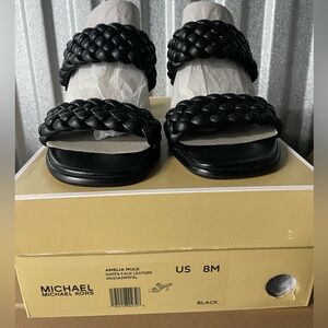 Michael Kors Amelia Black Braided Mules